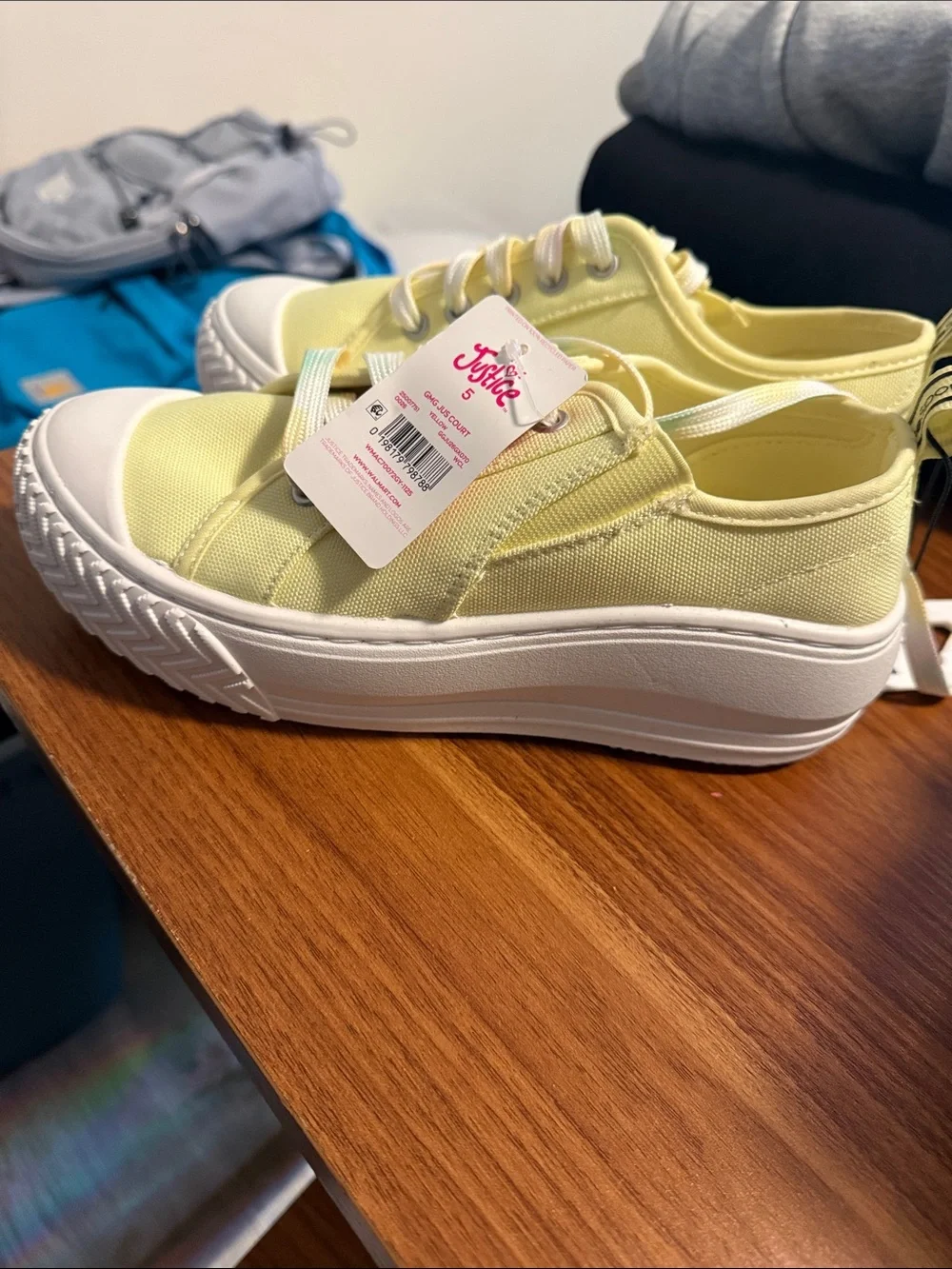 Justice Yellow Canvas Low-Top Sneakers with Pastel Laces